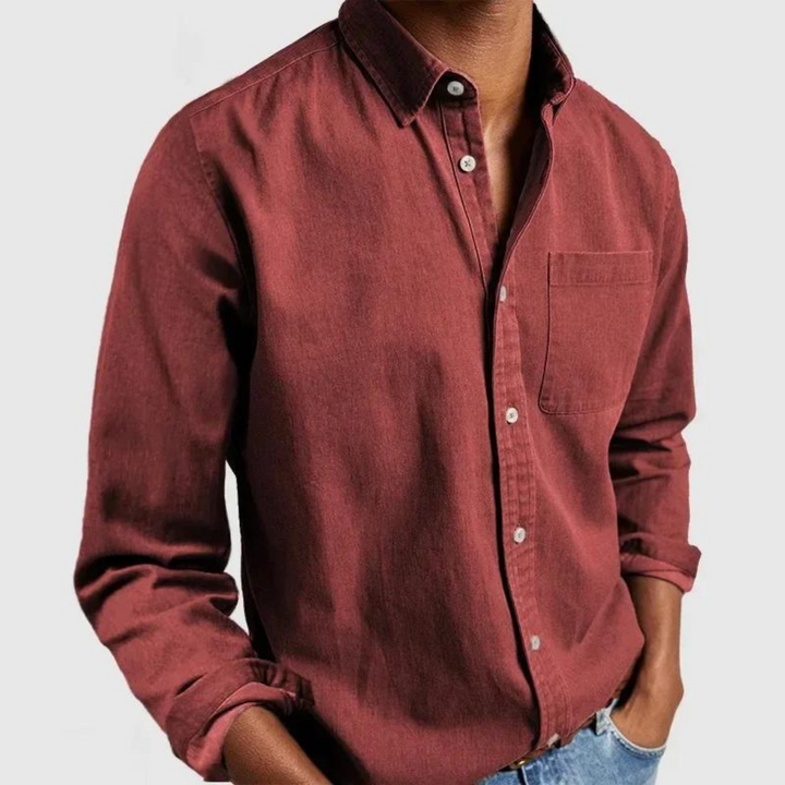 Classic fit men's long sleeve button-down casual shirt, comfortable and stylish for various occasions.