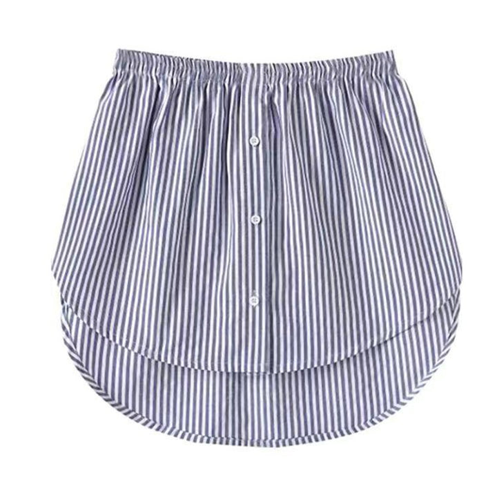Modest fashion women's shirt extender, elastic waist, adds length to tops comfortably.