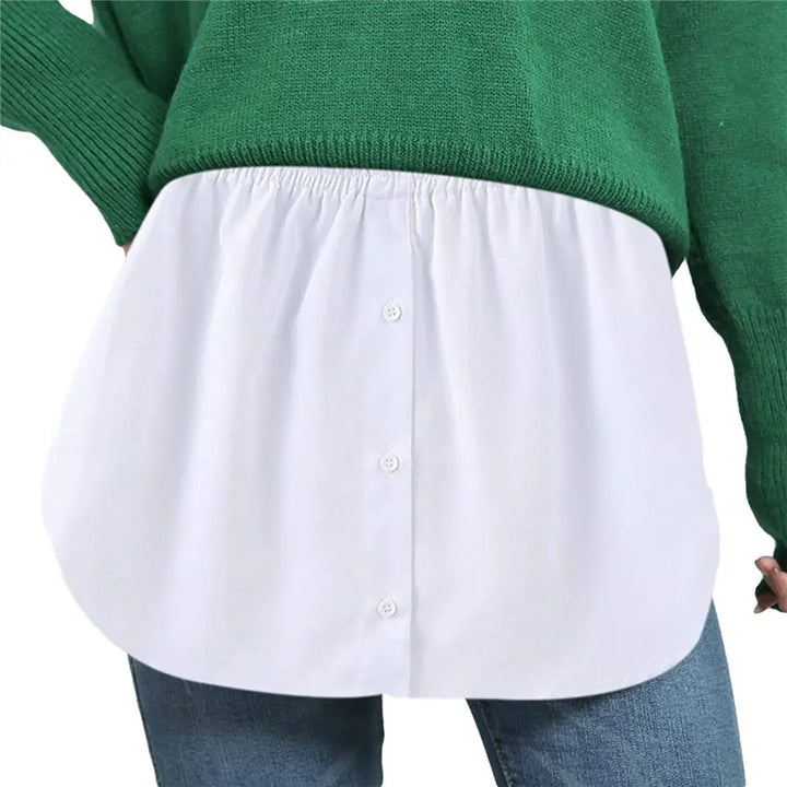 Striped women's elastic waist shirt extender, perfect for adding a stylish layer to any top.