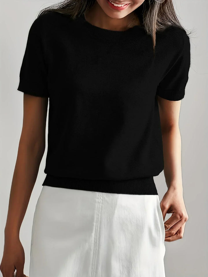 Versatile women's spring sweater, short sleeve design for everyday style.