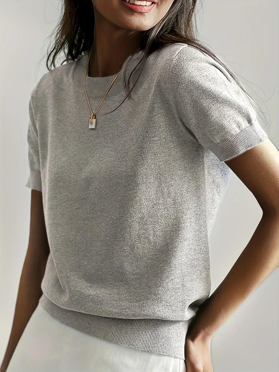 Everyday short sleeve top for women, lightweight and perfect for spring outfits.