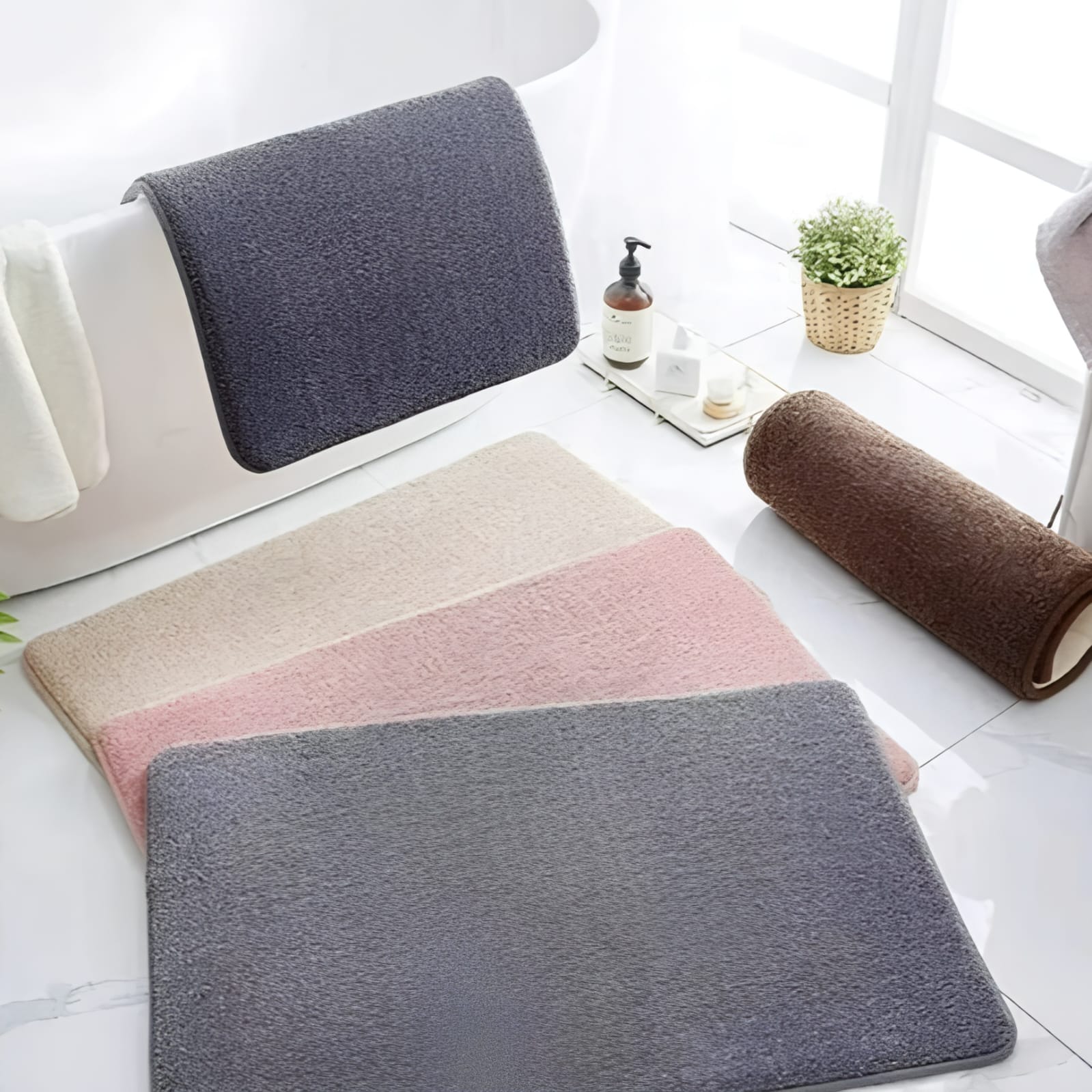 Luxurious Velvet Anti - Slip Bath Mat with Memory Foam - Lexians