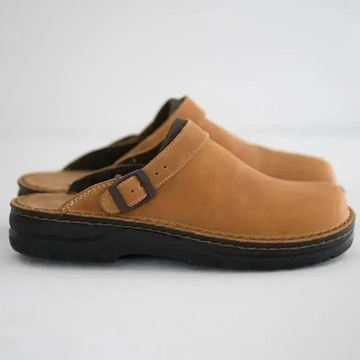Elias men's premium leather slip-on slippers, designed for ultimate comfort, summer & casual luxury.