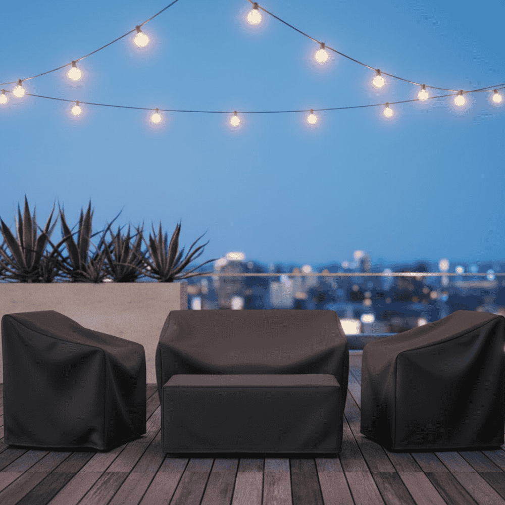 Water-repellent & UV-resistant outdoor furniture cover, ideal for protecting garden and deck patio furniture.