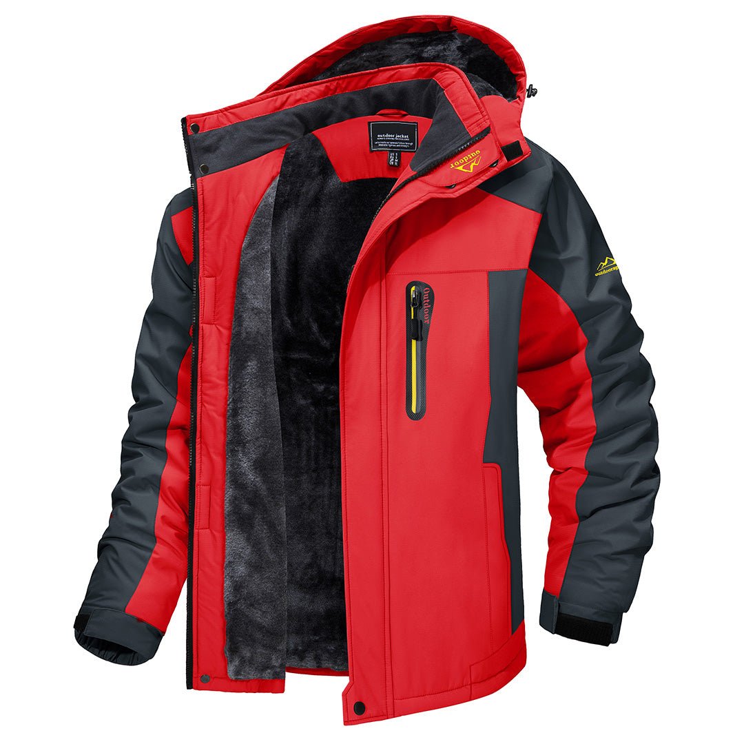 Men's fleece lined outdoor coat, durable & weather resistant for cold adventures