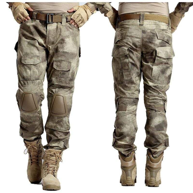 Men's khaki cargo pants, tactical design, suitable for workwear and outdoor adventuring
