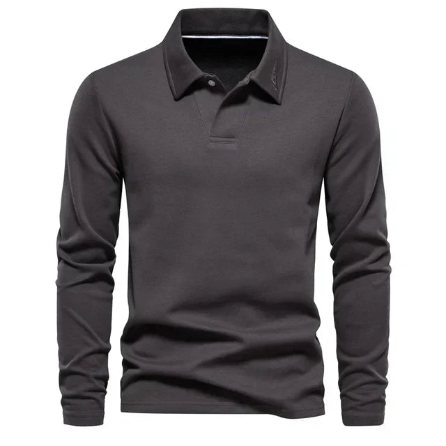 Men's Carlton long-sleeve turn-down collar polo shirt, perfect for smart casual and everyday wear.