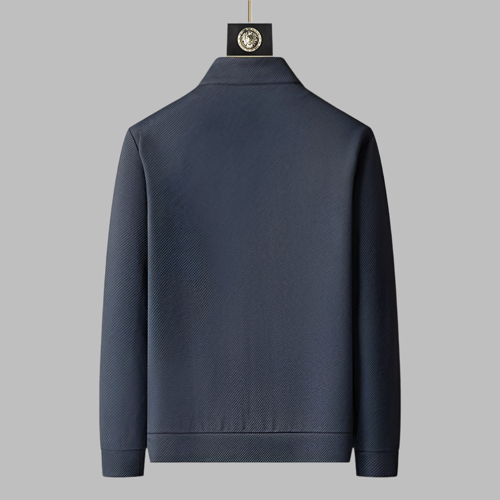 Full shot of a men's everyday comfort tracksuit; a stylish, casual two-piece set in athleticwear fabric for spring/autumn.