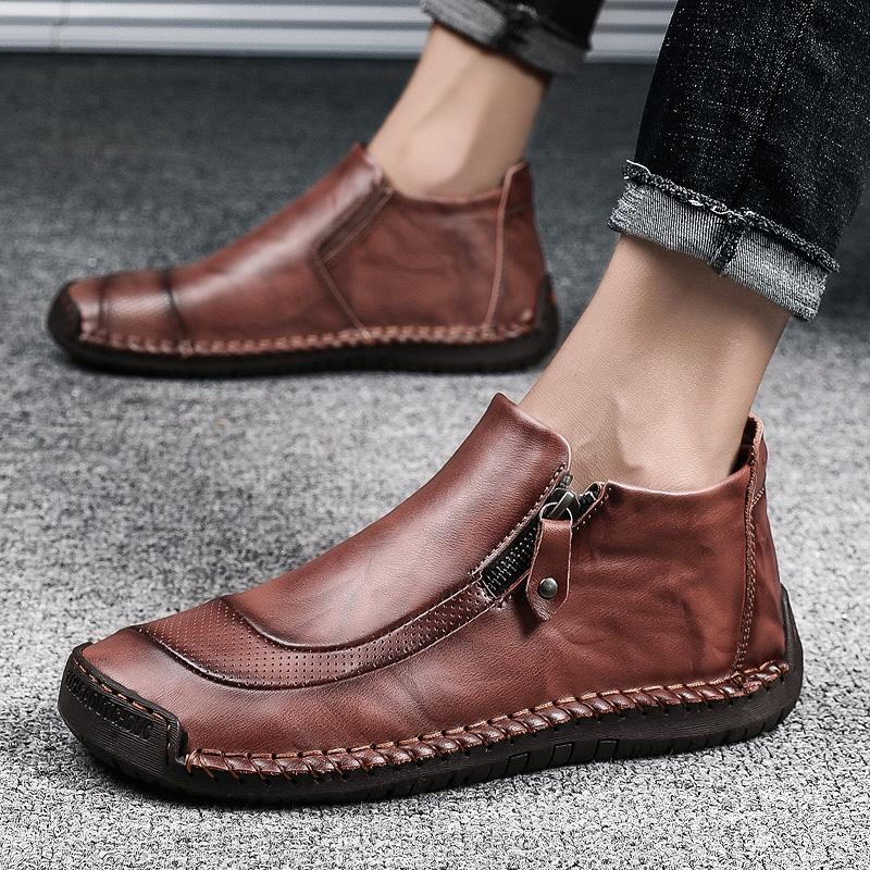 Men's fashion: Handcrafted Leather Ankle Boots, perfect for a smart casual look
