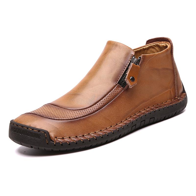 Handcrafted Men's Ankle Boots, showing the quality of the leather and construction