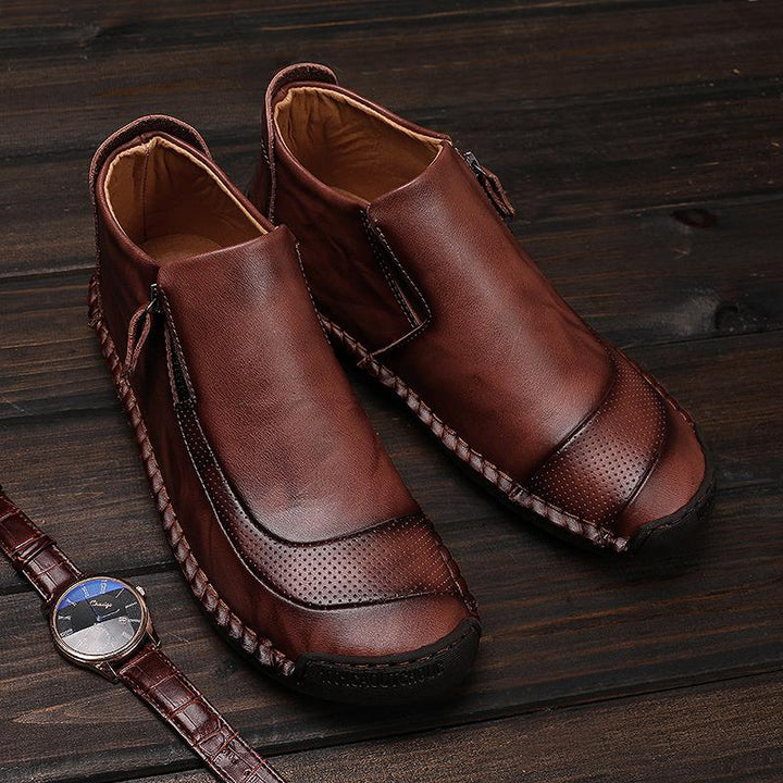 Pair of Men's Casual Leather Ankle Boots, full view, perfect for outdoor