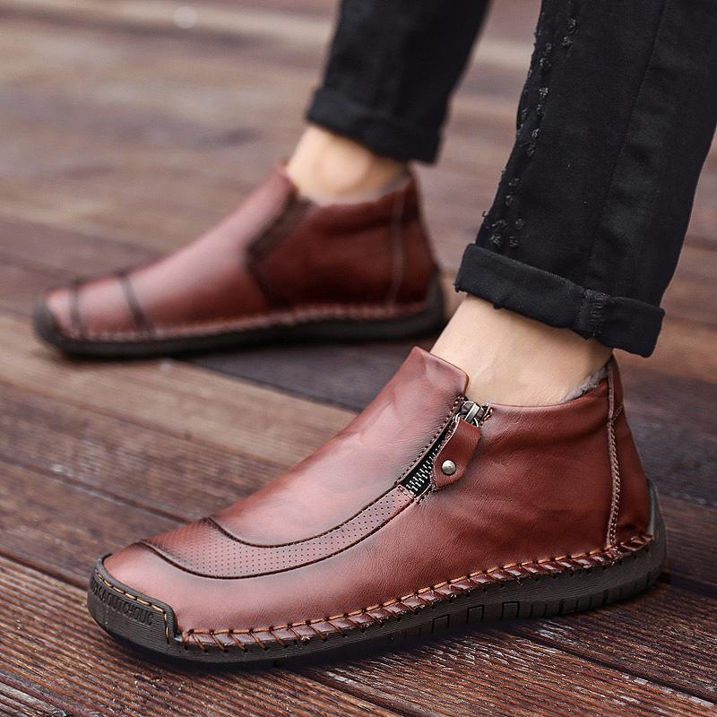 Back view of Men's Leather Ankle Boots, high quality handcrafted design