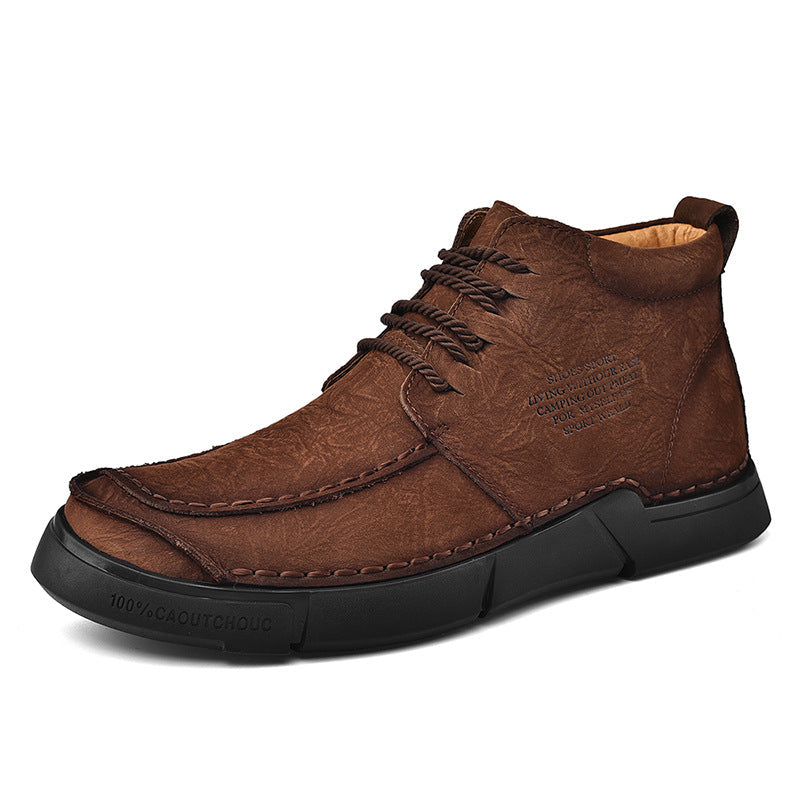 Durable men's high-top leather boots, soft sole for ultimate orthopedic comfort and ankle support.