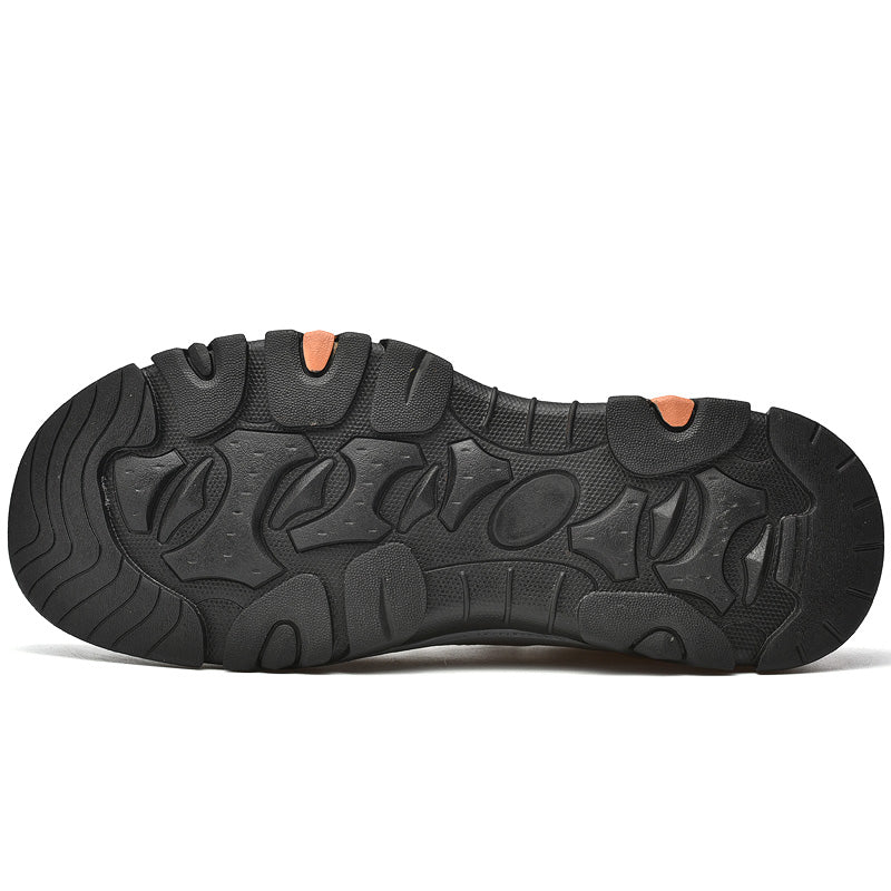 Top view of black leather men's orthopedic slip-on shoes, highlighting easy-wear and comfortable design.