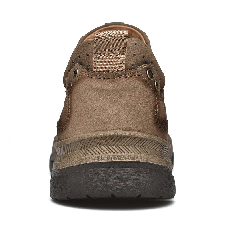 Comfortable black slip-on shoes for men, featuring orthopedic support and durable casual leather design.