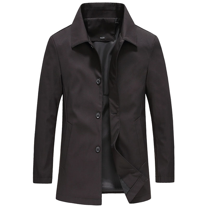 Men's classic button-up lightweight jacket in navy, perfect for spring and fall casual outerwear.