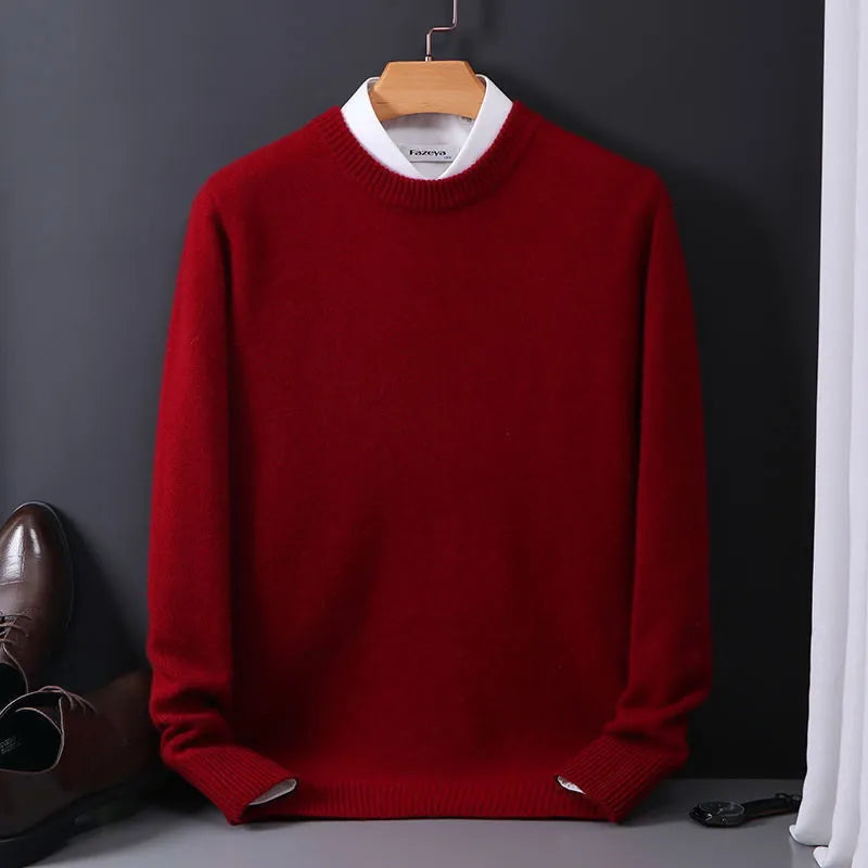 Everyday men's crew neck sweater, comfortable long sleeve pullover knitwear for timeless casual style.