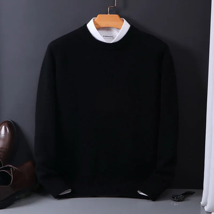 Stylish men's crew neck knit sweater, perfect for casual or smart-casual wear. A timeless classic pullover for fall fashion.