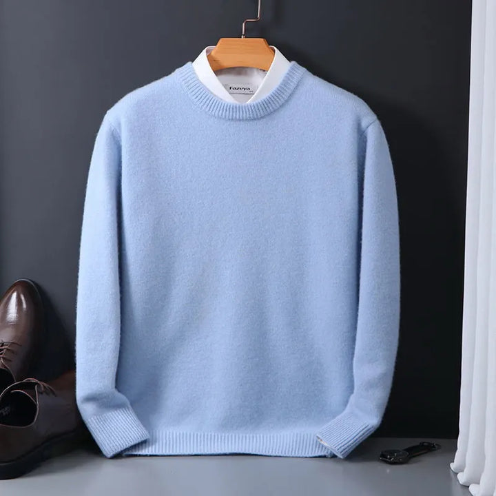 Comfortable men's crew neck pullover sweater, designed for everyday style. A essential classic knitwear piece for men.