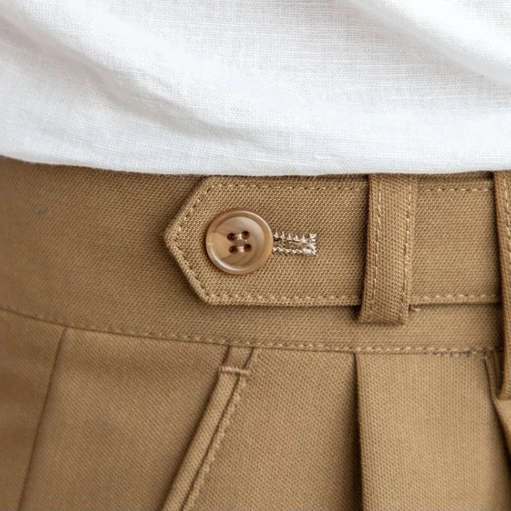 Detail of the side pockets on men's comfortable straight leg dress pants, practical and stylish