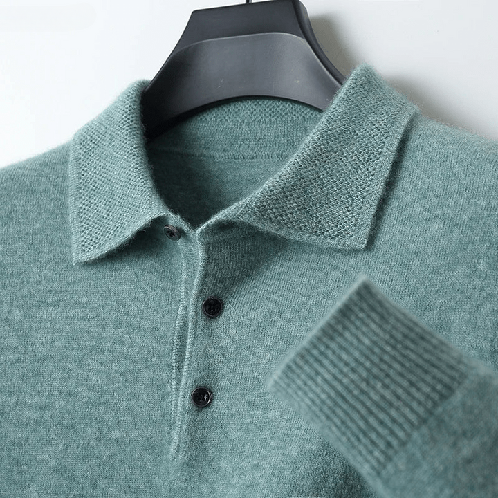 High-quality men's merino wool button-up cardigan, offering softness and warmth for everyday wear.