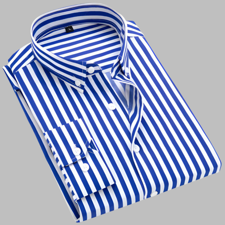 Close-up of a men's plaid pattern on a button-down casual shirt, highlighting the quality fabric.