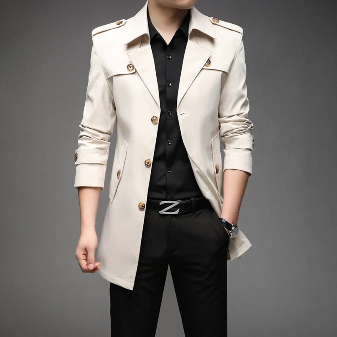 Men's classic single-breasted trench coat in a lightweight fabric, ideal for smart casual wear