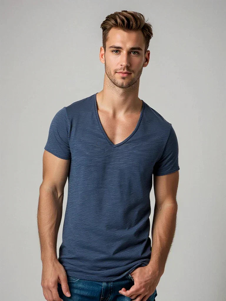 Men's classic V-neck t-shirt, perfect for everyday style. Comfortable, short-sleeve men's apparel.