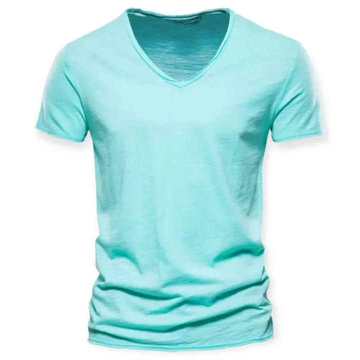 Black men's short-sleeve V-neck t-shirt, a versatile and essential piece for men's fashion.