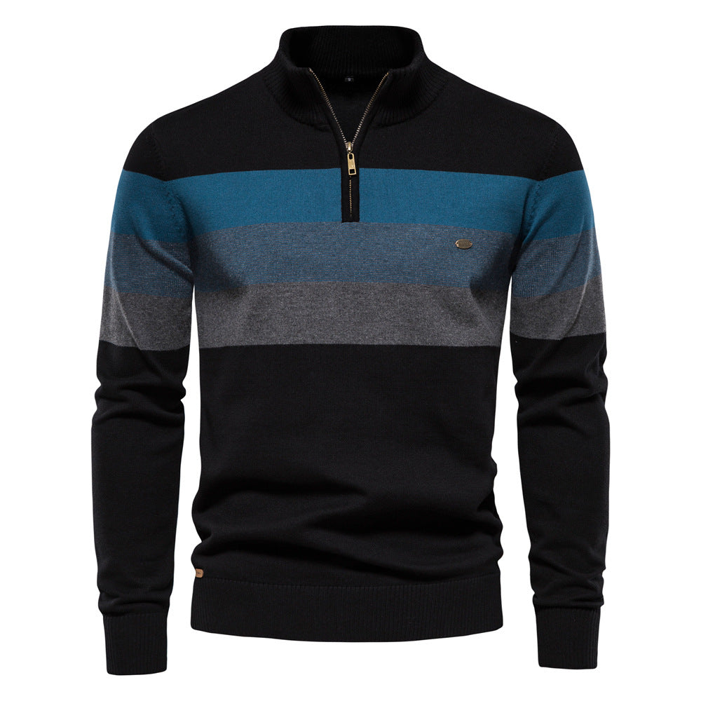 Versatile men's colorblock half-zip sweater, pair with jeans or khakis for casual wear