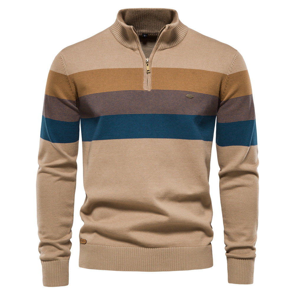 Stylish men's half-zip pullover with colorblock design, perfect for layering, comfort fit