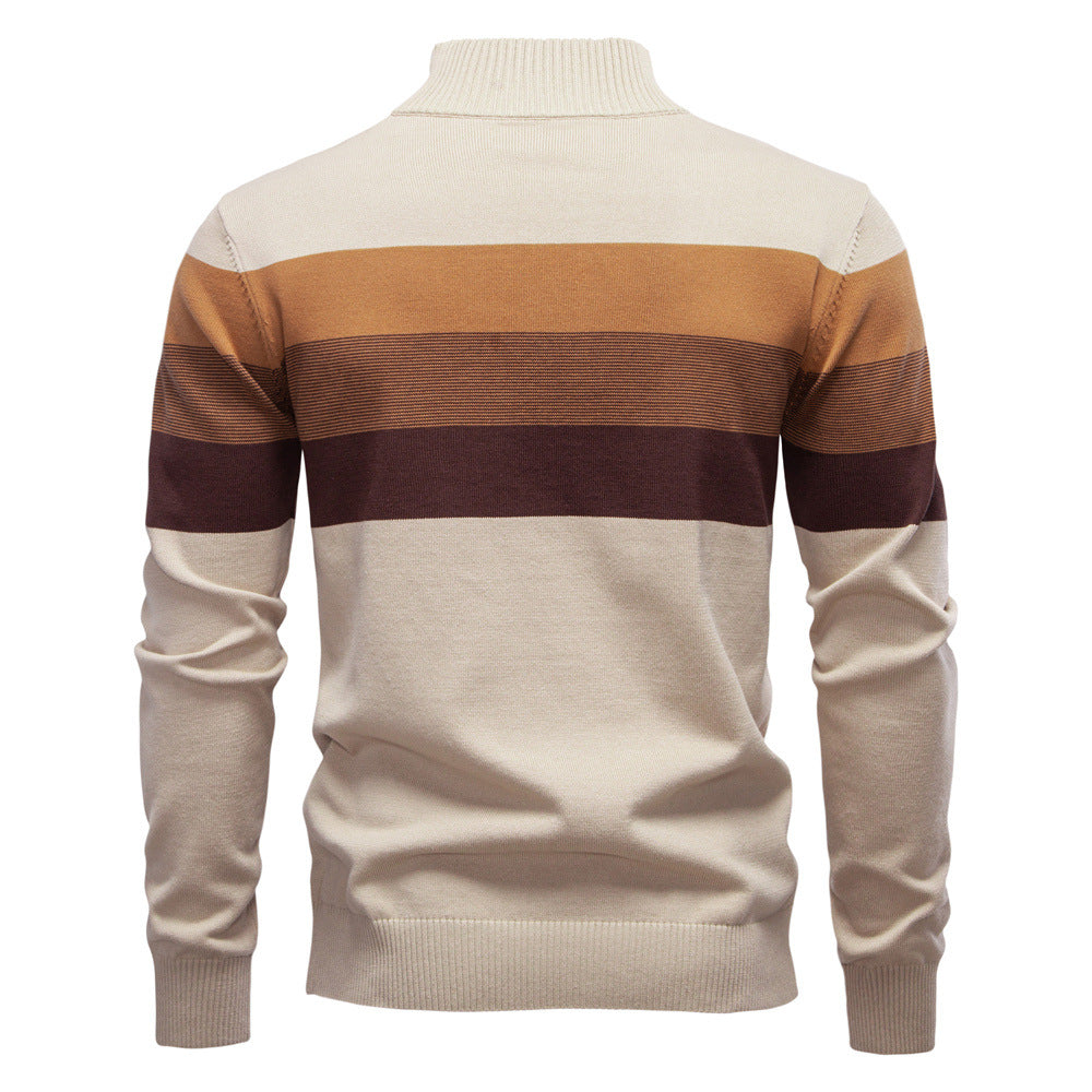 Men's half-zip sweater, colorblock design, rib-knit cuffs and hem for a snug fit