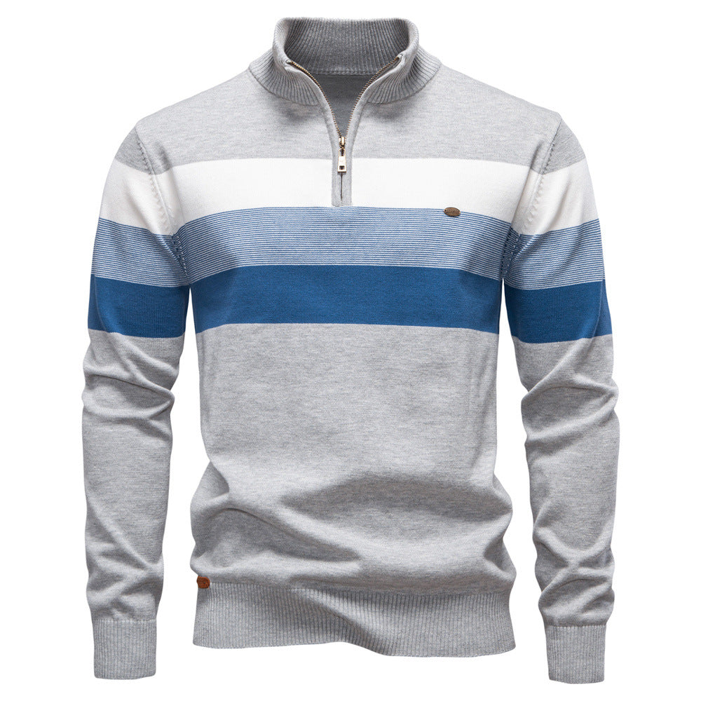 Fashionable men's colorblock half-zip pullover, combining warmth and stylish appeal