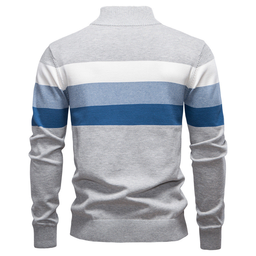 Men's colorblock half-zip sweater, easy care cotton blend for everyday layering