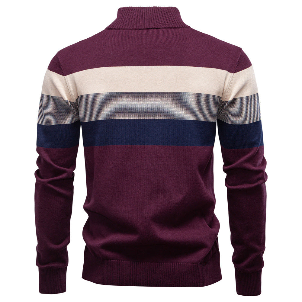 Functional men's colorblock half-zip sweater, offers warmth without bulk, layering piece