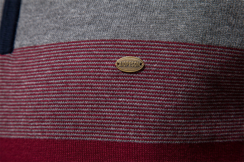 Smart casual men's colorblock half-zip sweater, perfect for office or leisure