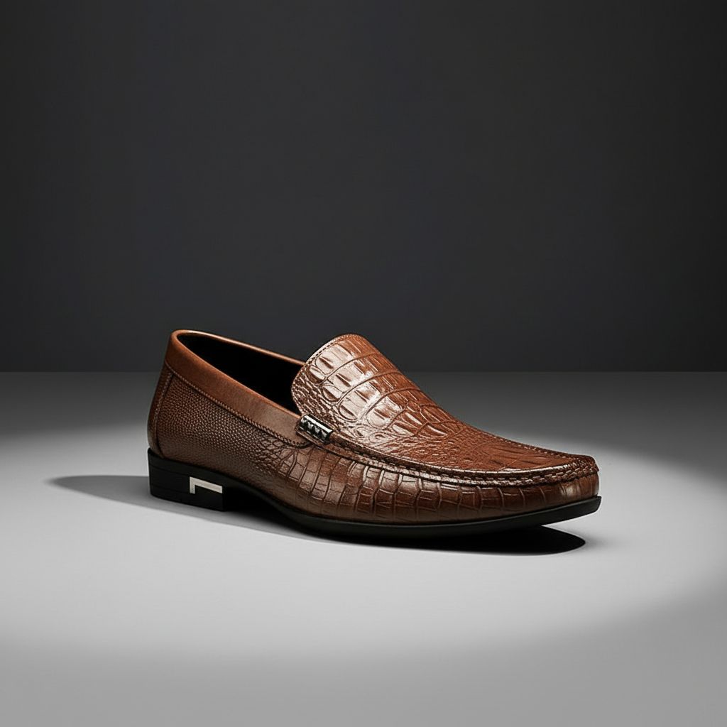 Men's embossed slip-on loafers for smart casual style & everyday comfort.