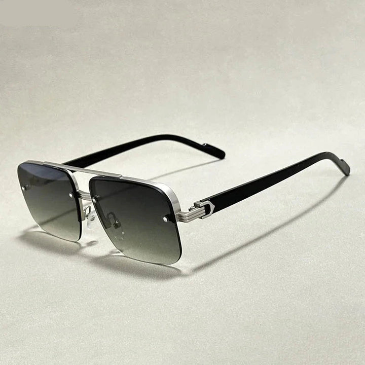 Men's frameless square sunglasses with gradient lenses, showcasing a stylish and lightweight design for UV400 protection.
