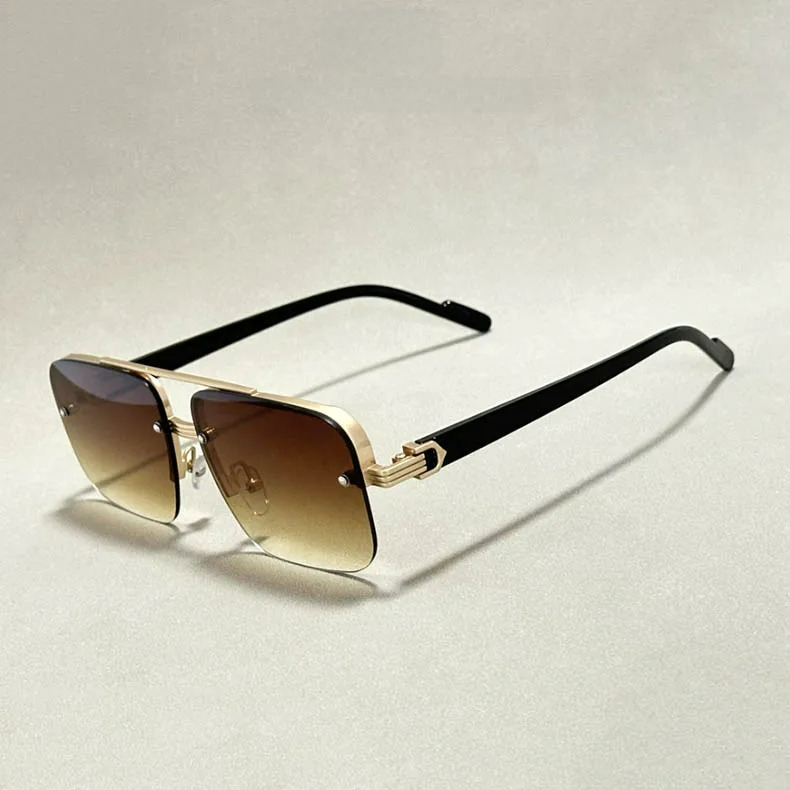 Stylish men's frameless square sunglasses, perfect accessory for sun protection with a modern, lightweight look.