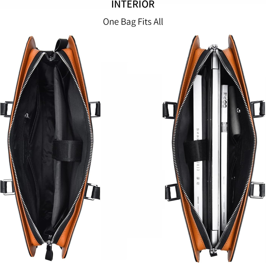 Sophisticated men's genuine leather executive brief, ideal for laptop and document transport.