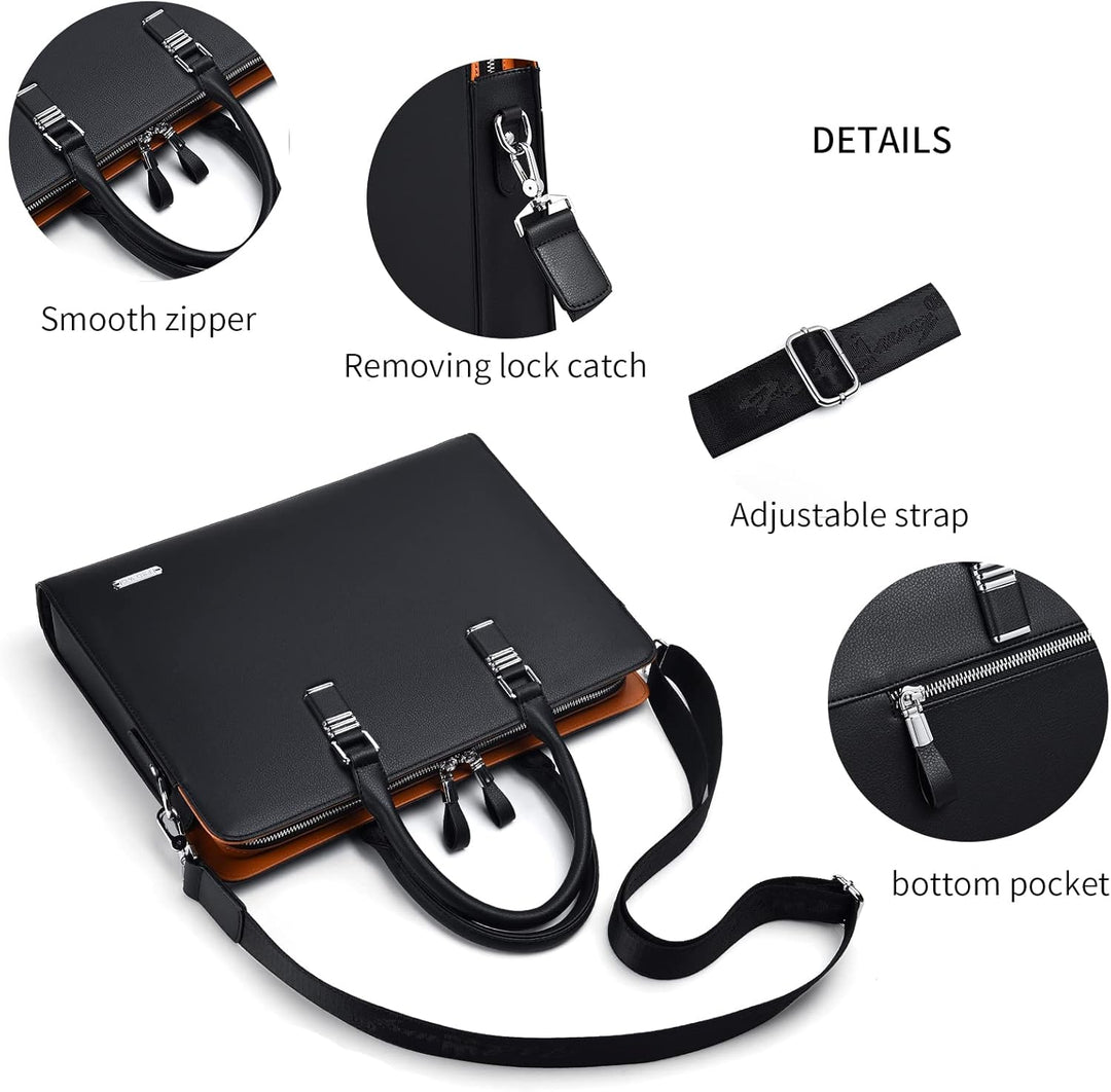 Versatile men's genuine leather brief, suitable for business, work, and executive travel.