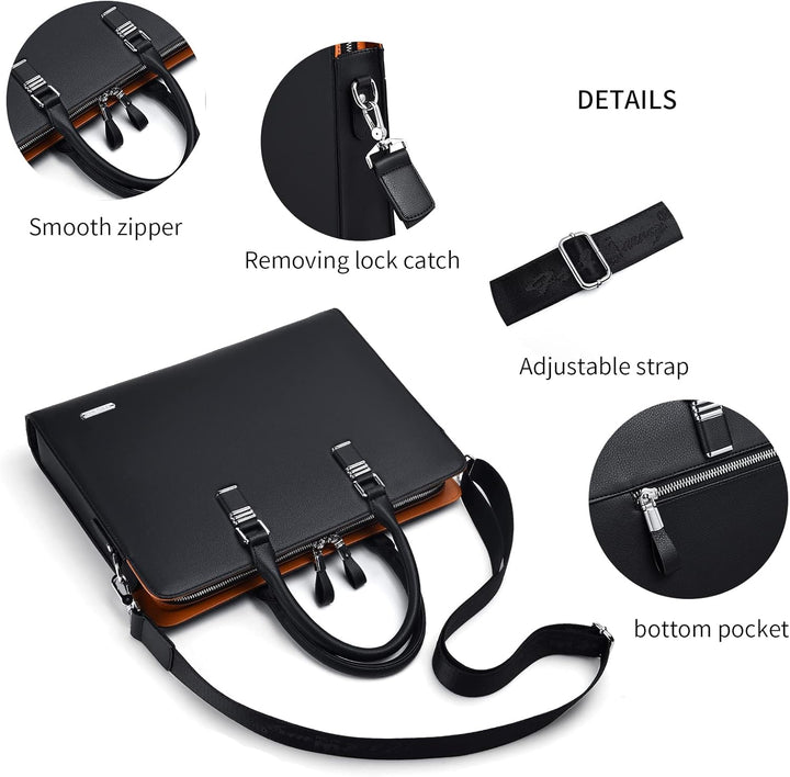 Versatile men's genuine leather brief, suitable for business, work, and executive travel.