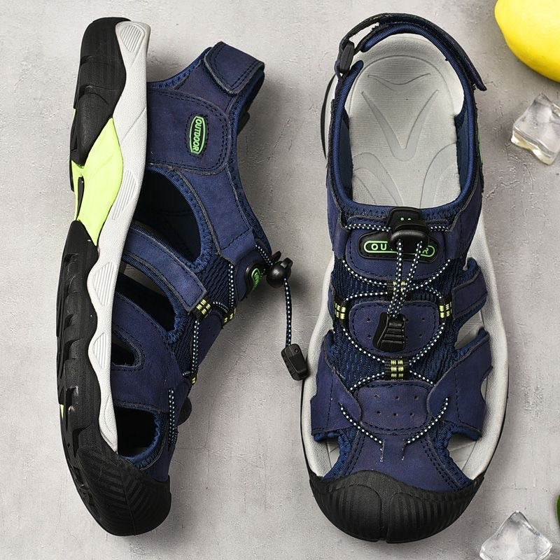 Men's casual footwear: genuine leather fisherman sandals with advanced arch support technology