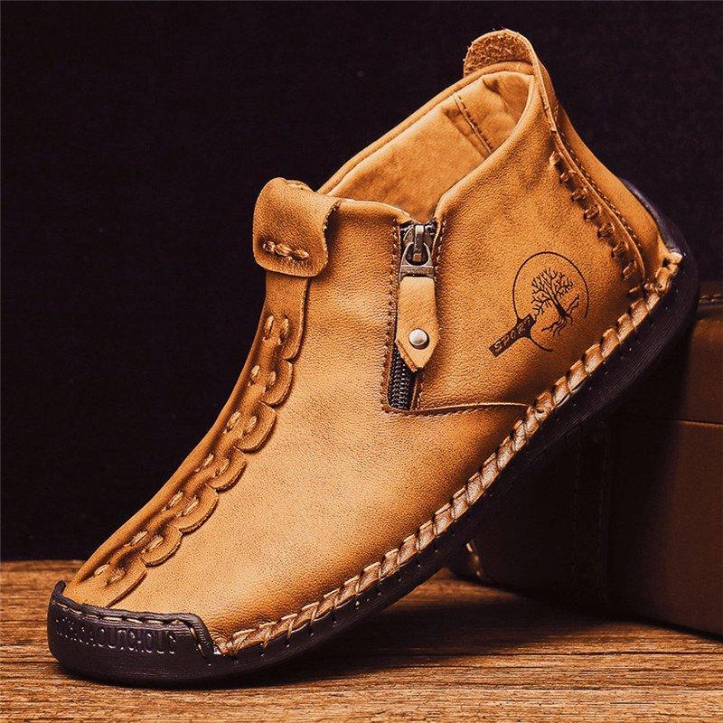 Men's Hand Stitched Leather Non-Slip Casual Boots