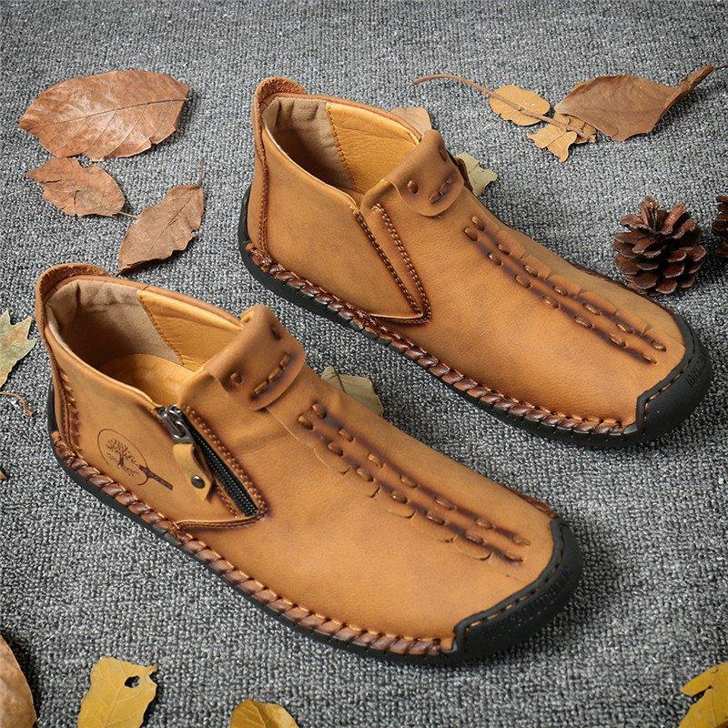 Men's Hand Stitched Leather Non-Slip Casual Boots