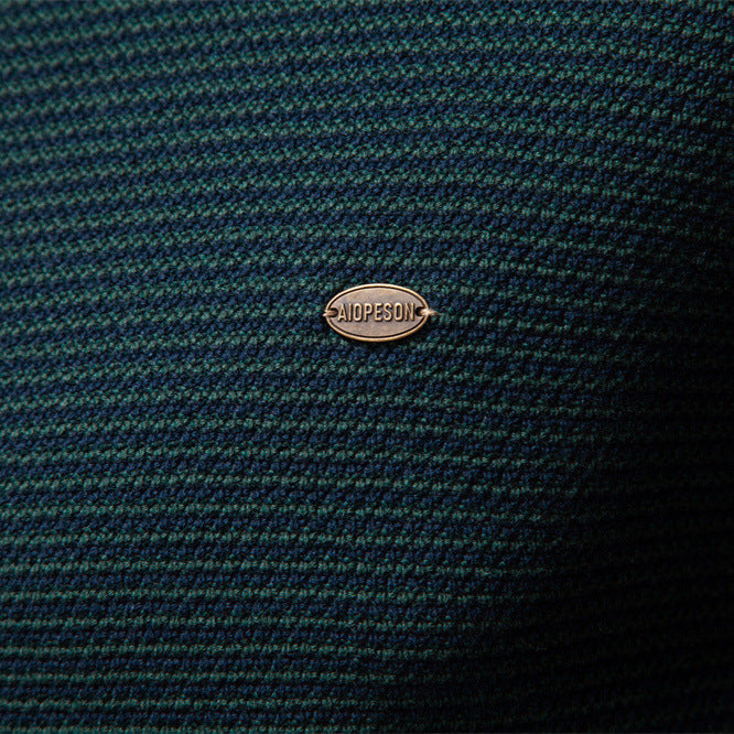 Men's dark brown half-zip sweater, classic pullover style, comfortable cotton blend