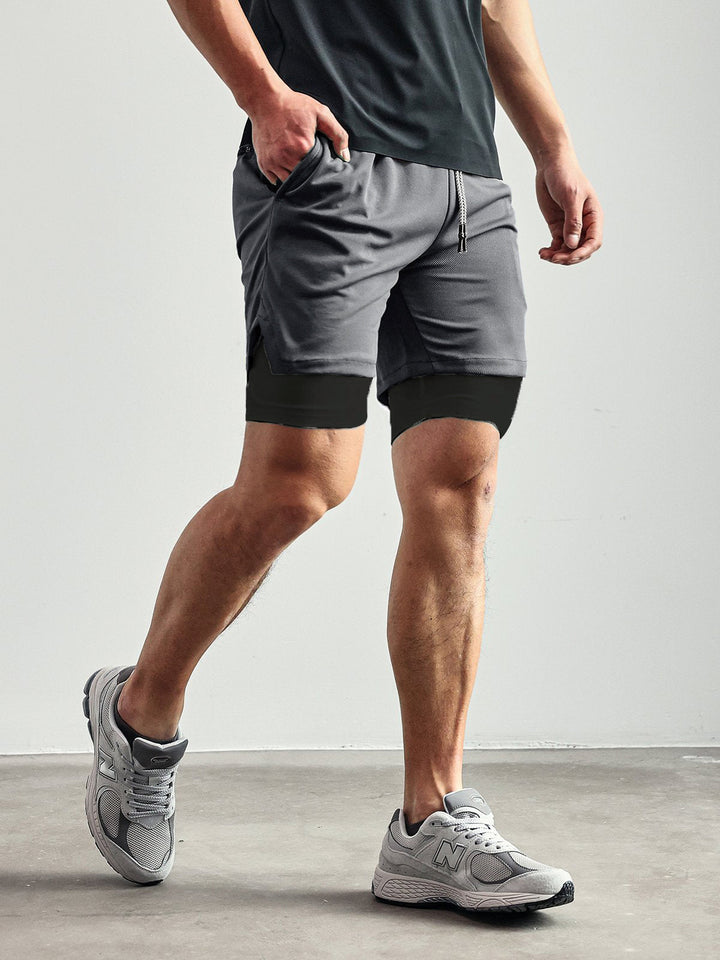 Men's Kinetic Mesh Lined Athletic Shorts in black, perfect for gym, running, or training