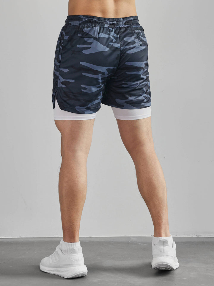 Close-up of the stitching on Men's Kinetic Mesh Lined Shorts, indicating durability