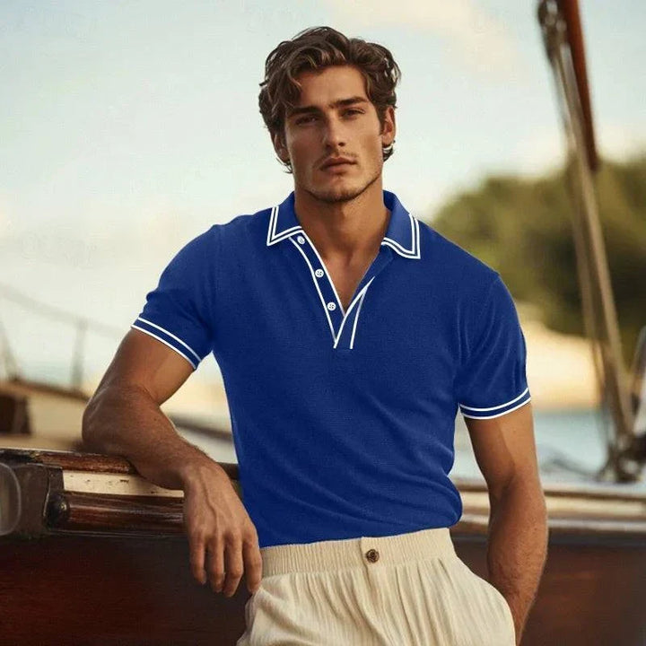 Men's summer knit polo shirt. Smart casual, lightweight & breathable short-sleeve top for everyday comfort.