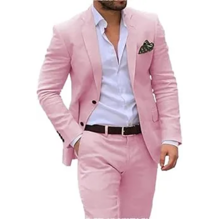 Sophisticated lightweight men's tailored suit, a perfect two-piece for stylish formal occasions.